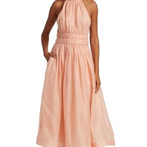 Zimmermann Rhythmic Halter Midi Dress Size 0 (2-4) Sherbet Color NWT $1200